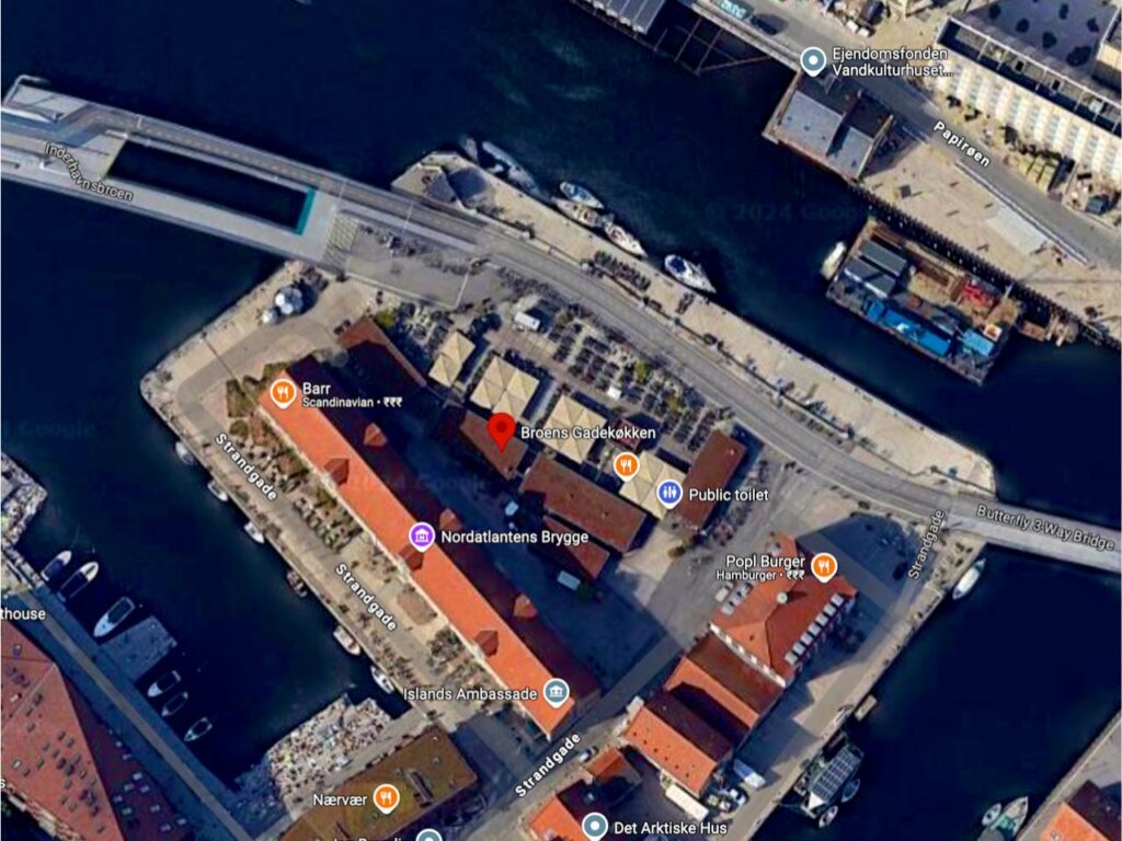 Aerial view of Broens street food market, Copenhagen